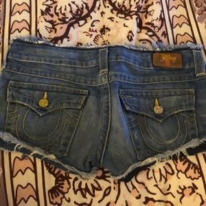 True religion brand jeans denim cut off shorts